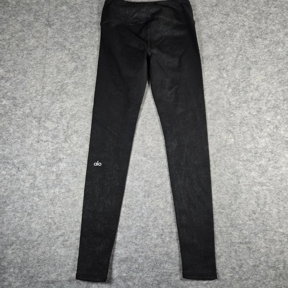 Alo Womens Black Crackle Moto High Waist Leggings XS